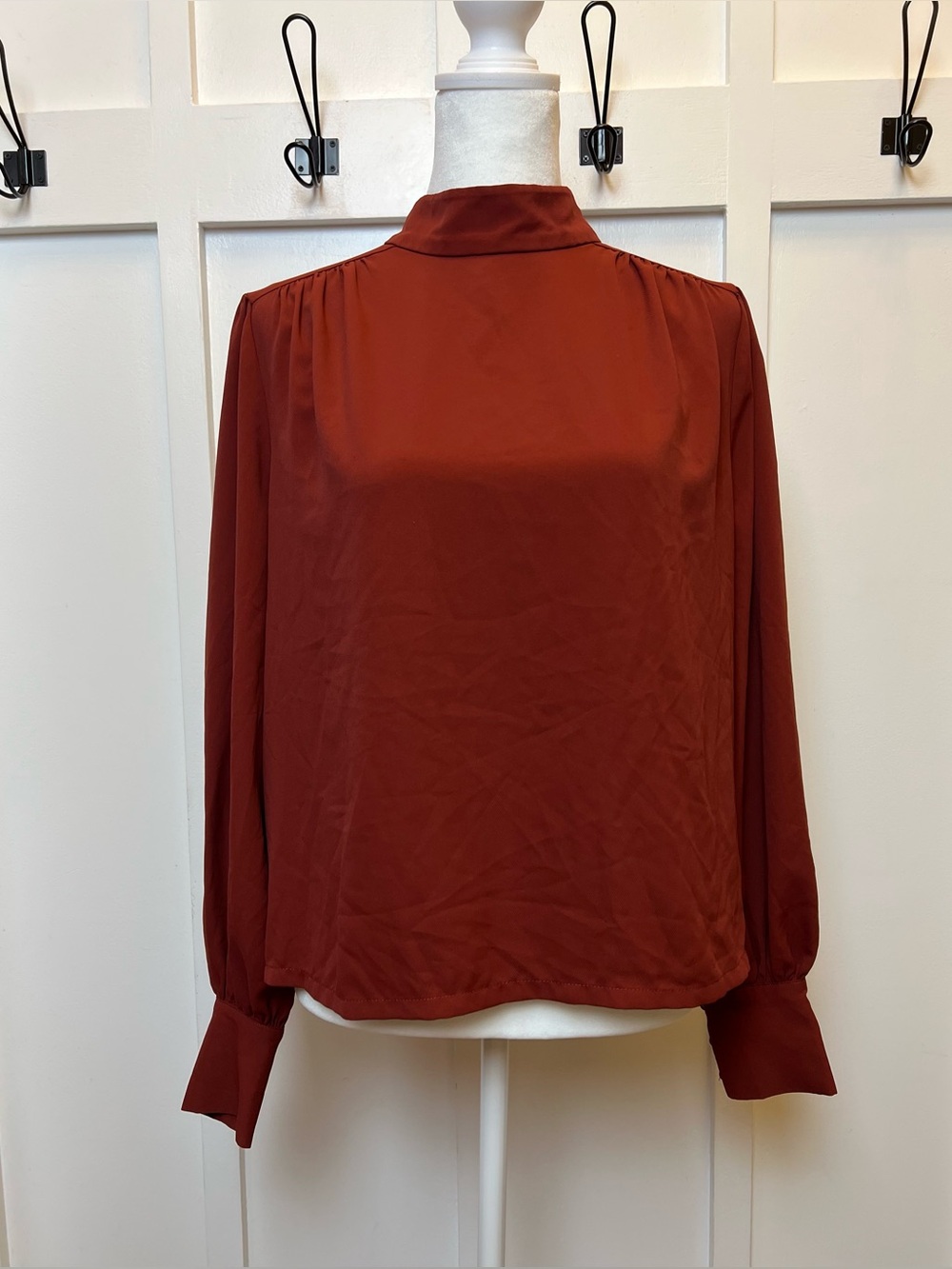 Joie Size Small Petite Sheer Long Sleeve Brown Blouse Top Boho Office Flowy